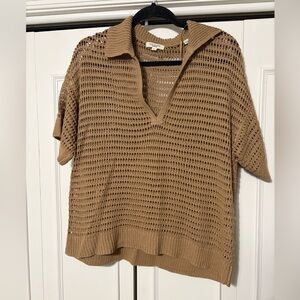 Max Studio Tan Open Knit top
